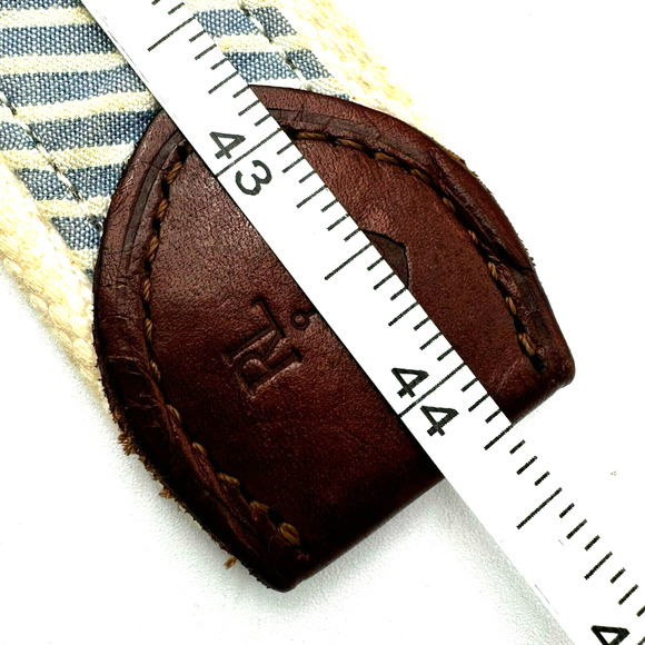POLO RALPH LAUREN‎ Men\'s Large Flag Belt Nautical yacht club Embroidered Leather main image 9